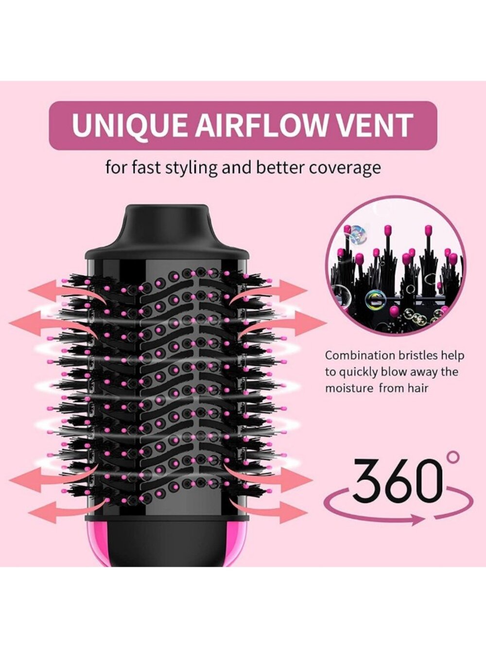 4-in-1 Hair Dryer Brush & Styler, Volumizing Hot Air Brush, Anti-Frizz Tool - Picture 4 of 7